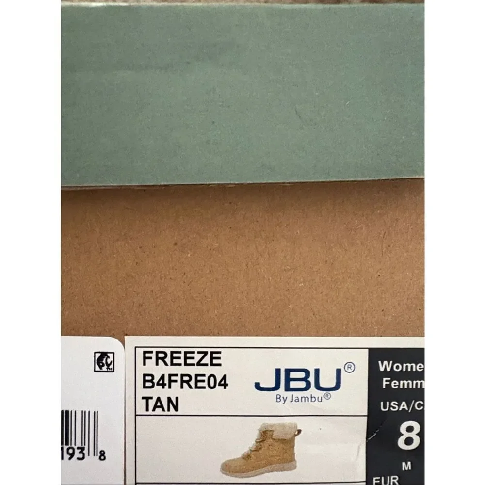 NIB JBU Freeze Round Tan Ankle Boots Faux Fur Cuff All Terra Traction Sz W 8
